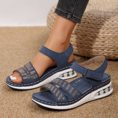 Summer Rhinestone Wedges Sandals Casual Sports Air Cushion Bottom Beach Shoes For Women Roman Sandals - RAGIMA Emporium