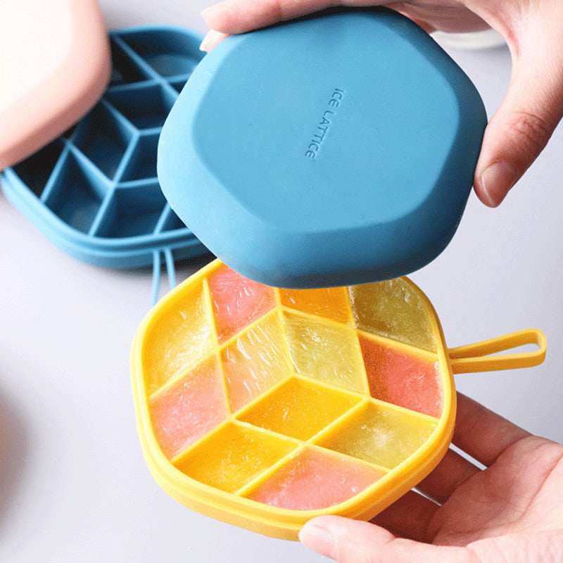 Silicone 12 Cavity Hexagon 3D Ice Mold DIY Popsicle Mould Ice Cream Makers Storage Box - RAGIMA Emporium