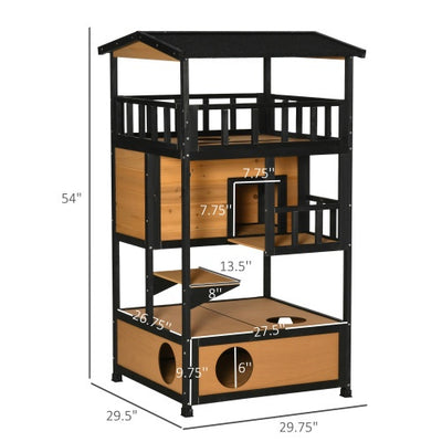 Wooden Outdoor Cat House, Wild Cat Shelter Kitten Tree - RAGIMA Emporium