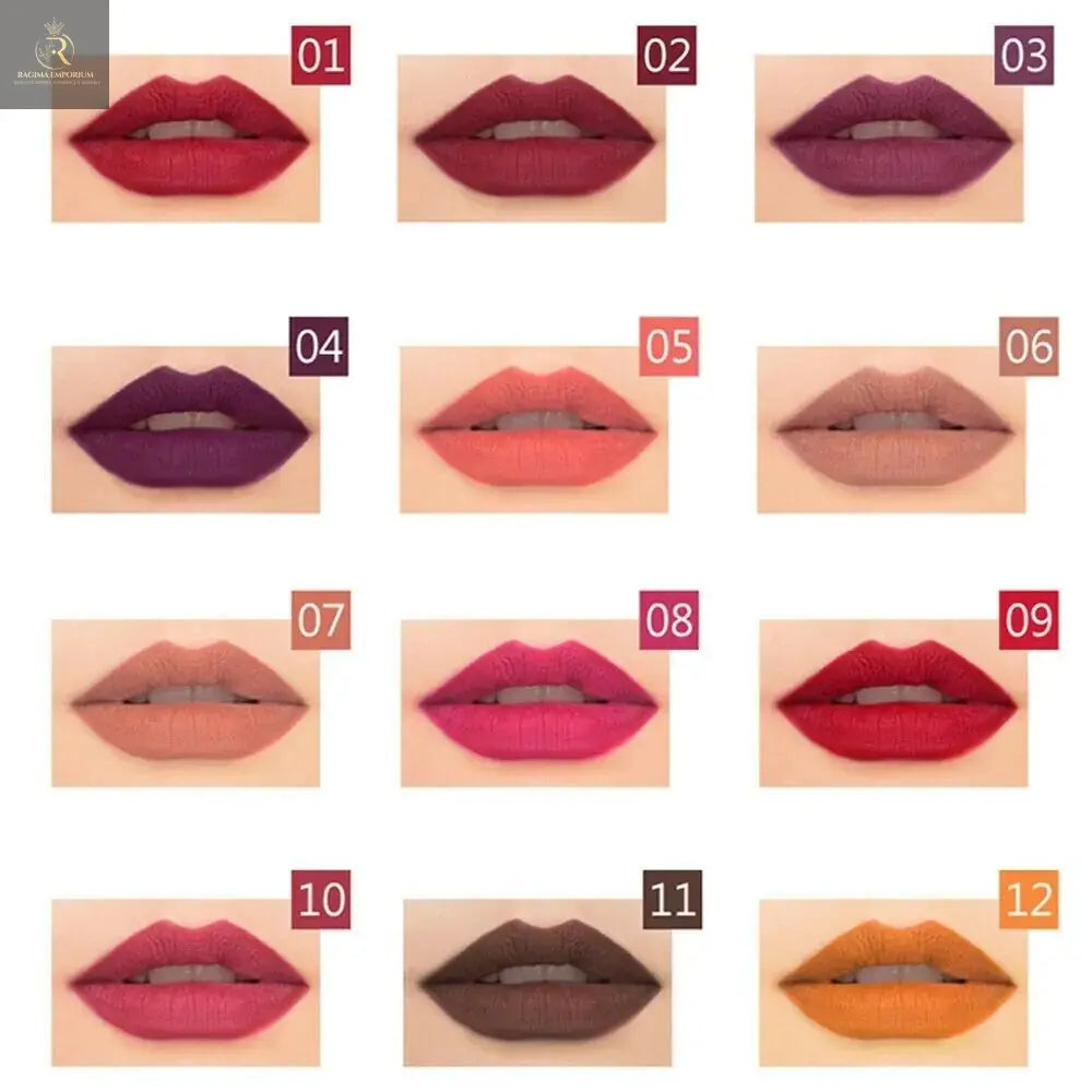 12Pcs Women Waterproof Lipstick Long Lasting Matte Lip Liner Pencil Lip Pen Set - RAGIMA Emporium