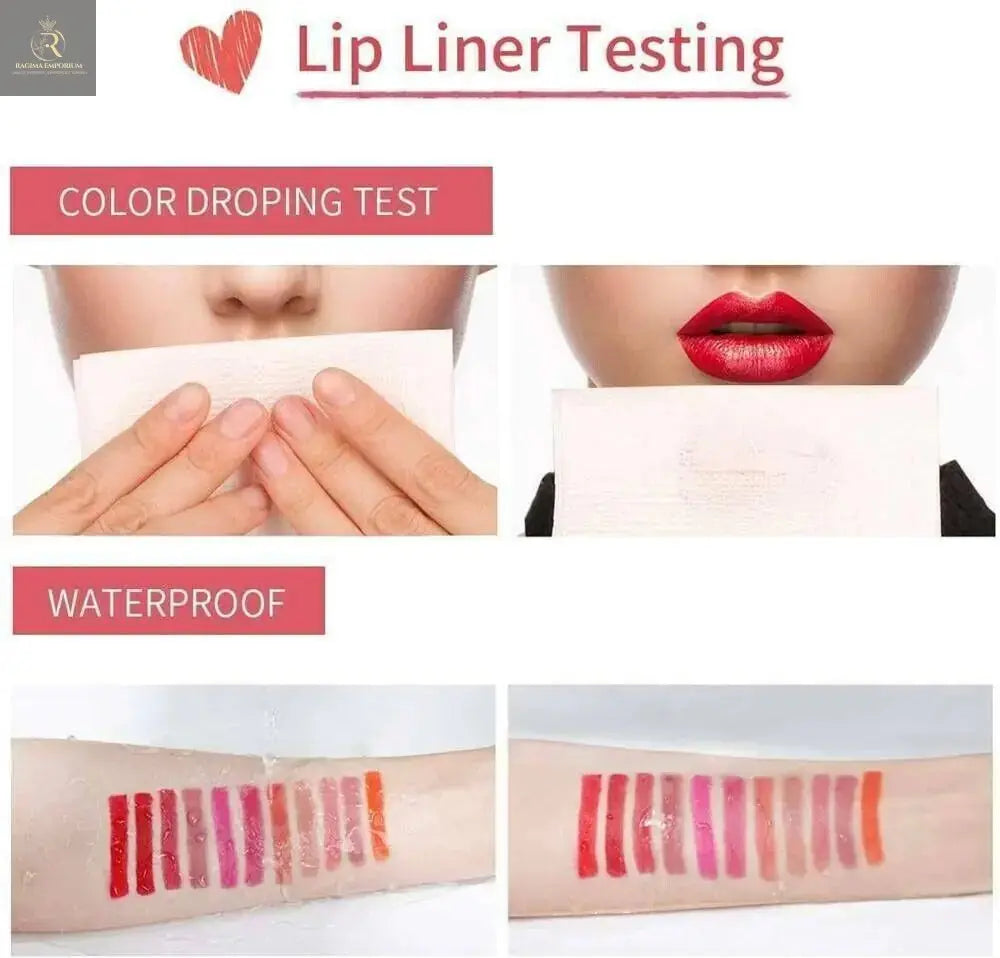 12Pcs Women Waterproof Lipstick Long Lasting Matte Lip Liner Pencil Lip Pen Set - RAGIMA Emporium