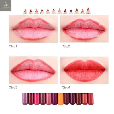 12Pcs Women Waterproof Lipstick Long Lasting Matte Lip Liner Pencil Lip Pen Set - RAGIMA Emporium