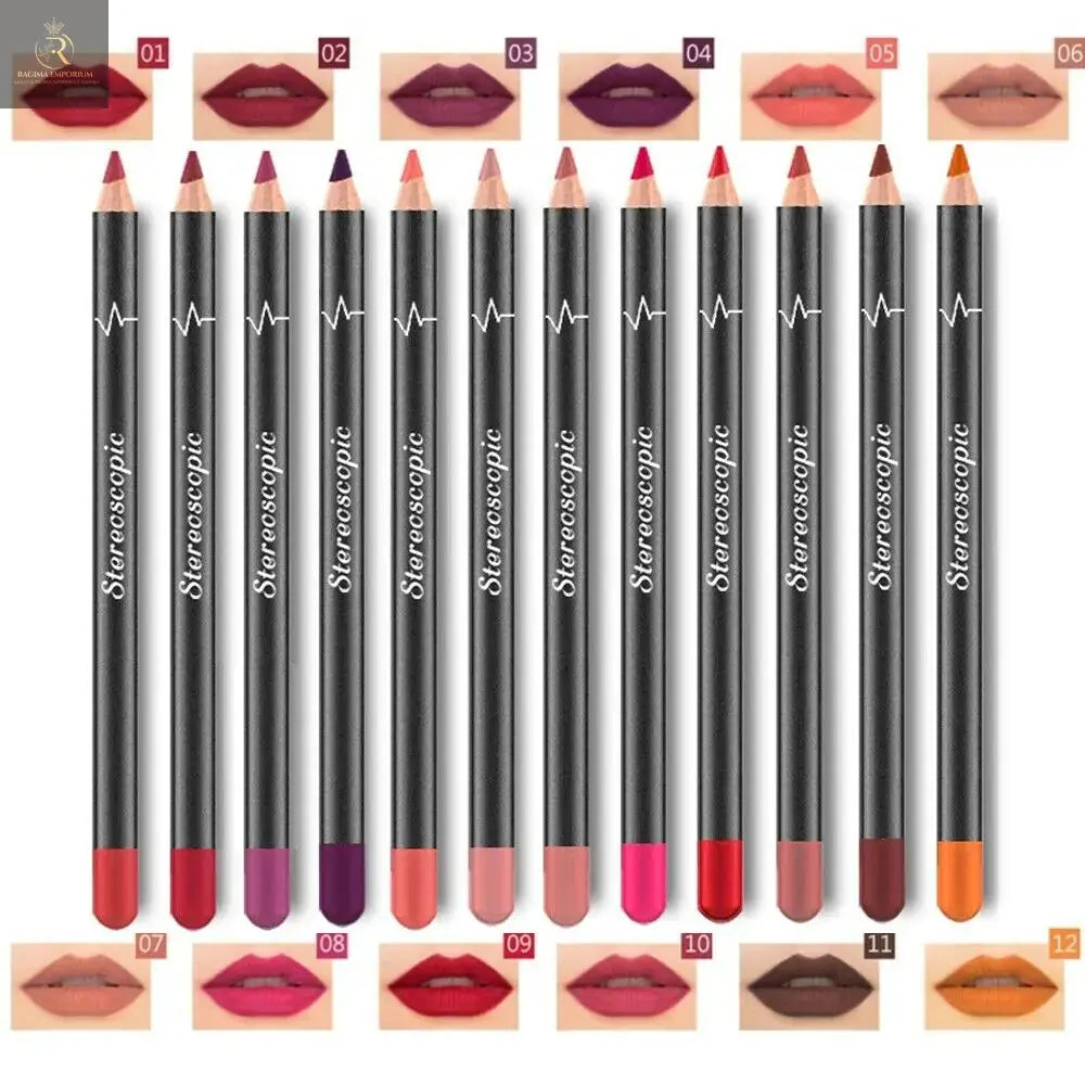 12Pcs Women Waterproof Lipstick Long Lasting Matte Lip Liner Pencil Lip Pen Set - RAGIMA Emporium