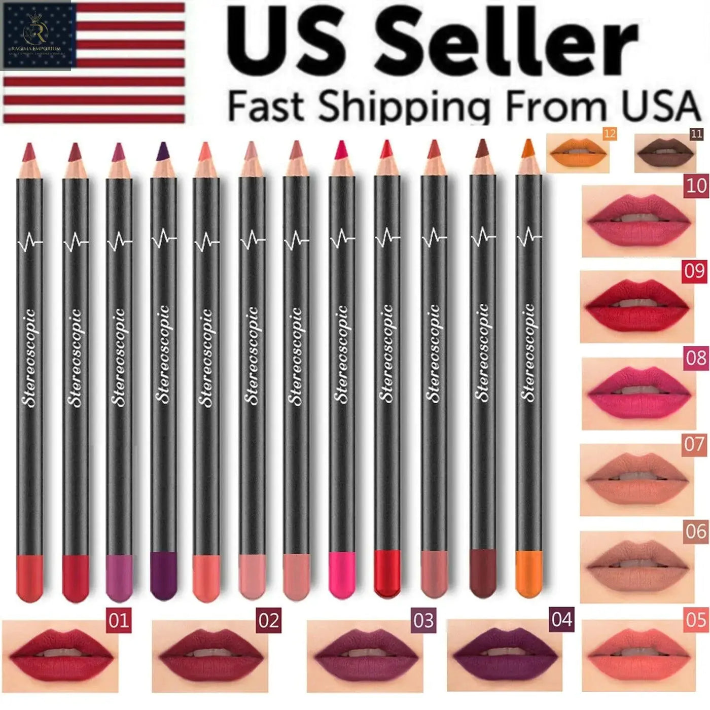 12Pcs Women Waterproof Lipstick Long Lasting Matte Lip Liner Pencil Lip Pen Set - RAGIMA Emporium