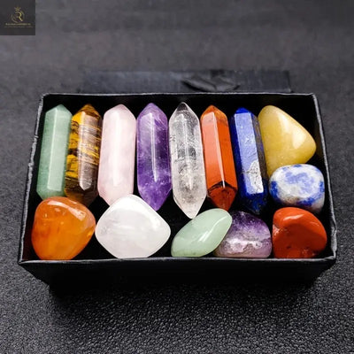 14pcs Pointed Quartz Crystal Chakra Healing Stones And Crystals Set - RAGIMA Emporium