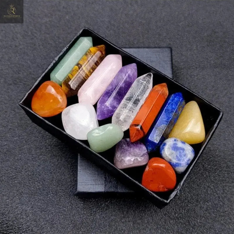 14pcs Pointed Quartz Crystal Chakra Healing Stones And Crystals Set - RAGIMA Emporium