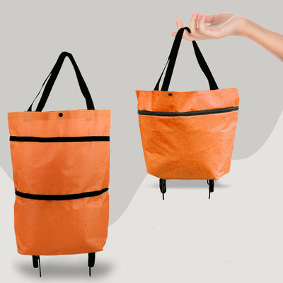 2 in 1 Foldable Shopping Cart with Wheels Premium Oxford Fabric Multifunction Shopping Bag Organizer High Capacity - RAGIMA Emporium