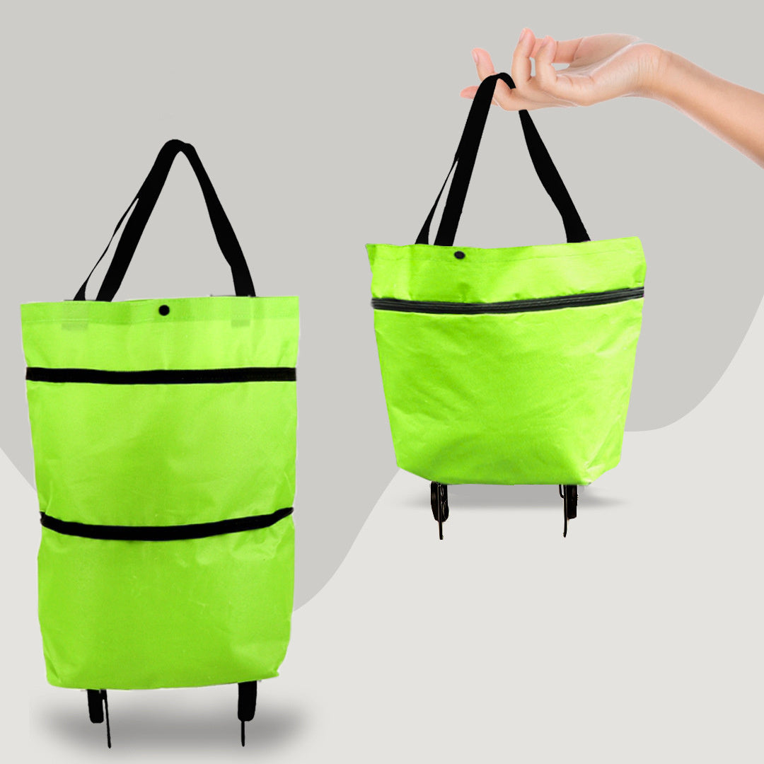 2 in 1 Foldable Shopping Cart with Wheels Premium Oxford Fabric Multifunction Shopping Bag Organizer High Capacity - RAGIMA Emporium