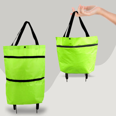 2 in 1 Foldable Shopping Cart with Wheels Premium Oxford Fabric Multifunction Shopping Bag Organizer High Capacity - RAGIMA Emporium