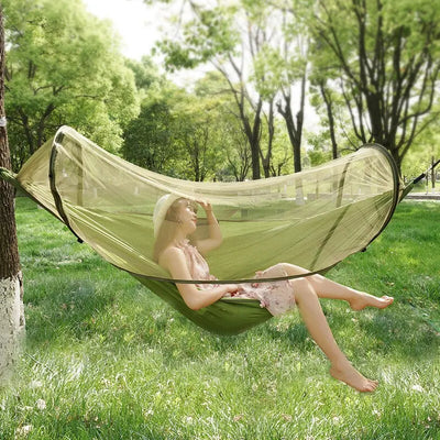 Folding Outdoor Hammock Swing Anti Rollover Two Person With Mosquito Net And Bracket Camping Outdoor Mosquito Prevention - RAGIMA Emporium