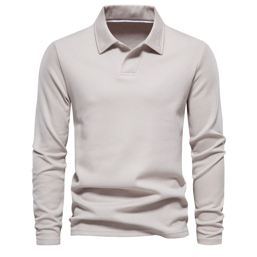 Fashion Lapel Long-sleeved Polo Shirt Men's Casual Solid Color Tops Clothing - RAGIMA Emporium