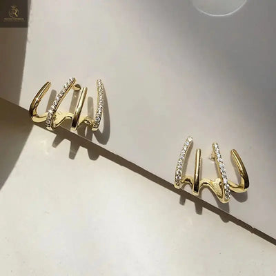 2024 premium light luxury four claw row earrings design sense - RAGIMA Emporium