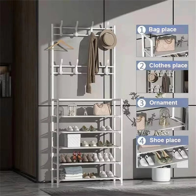 Clothes Hat Hangers Shoe Rack Multi-ayer Shoe Rack Simple Floor Shoes and Hat Racks Load-bearing Living Room Organizer Shelf - RAGIMA Emporium