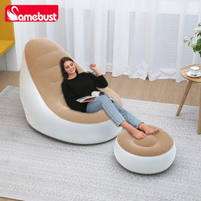 Camebust Inflatable Sofa-Flocking Surface High Quailty PVC Footstool Rapid Inflation Lazy Lounge - RAGIMA Emporium