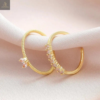 2pcs Trendy Gold Color Heart Zircon Rings Set For Women Luxury Fashion - RAGIMA Emporium