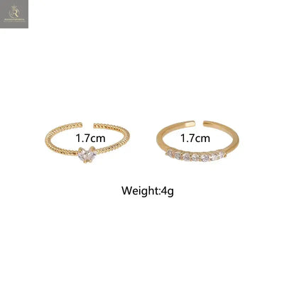 2pcs Trendy Gold Color Heart Zircon Rings Set For Women Luxury Fashion - RAGIMA Emporium