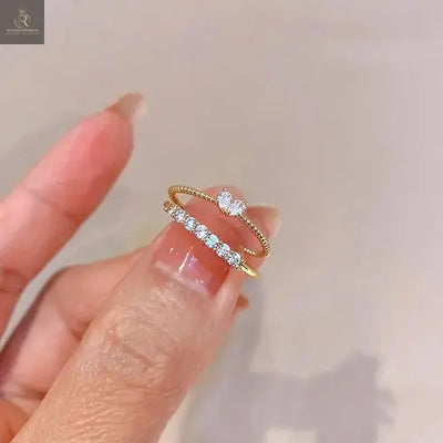 2pcs Trendy Gold Color Heart Zircon Rings Set For Women Luxury Fashion - RAGIMA Emporium