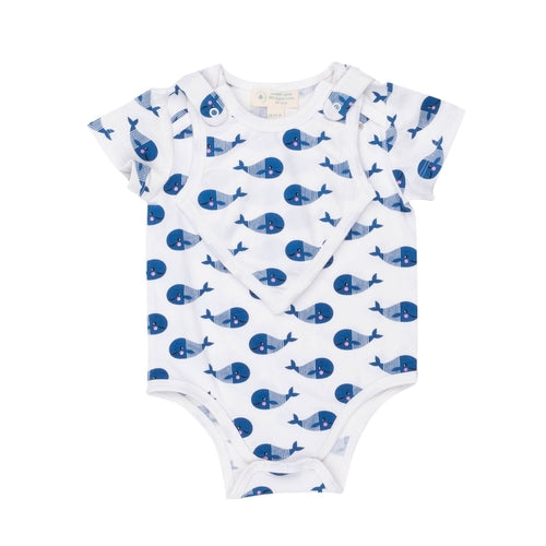 Smart Short Sleeve Bodysuit + Bib - Blue Whale - RAGIMA Emporium