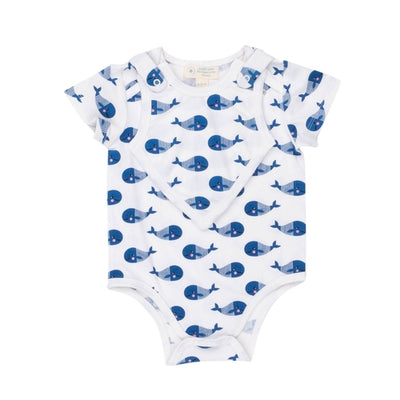 Smart Short Sleeve Bodysuit + Bib - Blue Whale - RAGIMA Emporium