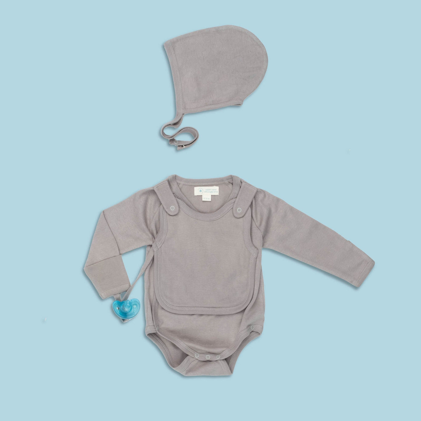 Smart Long Sleeve Kimono Bodysuit + Bib - Gray - RAGIMA Emporium