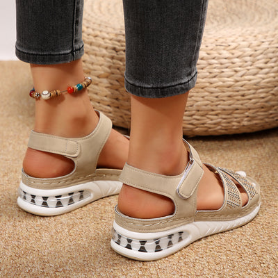 Summer Rhinestone Wedges Sandals Casual Sports Air Cushion Bottom Beach Shoes For Women Roman Sandals - RAGIMA Emporium