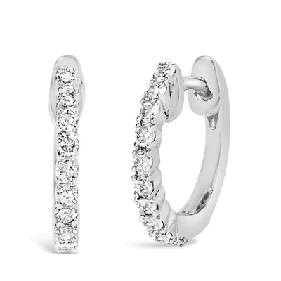 .925 Sterling Silver 1/6 Cttw Diamond Petite Hoop Earrings (I-J Color, I2-I3 Clarity) - RAGIMA Emporium