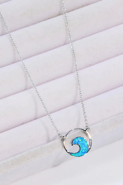 Opal Wave Pendant Necklace - RAGIMA Emporium