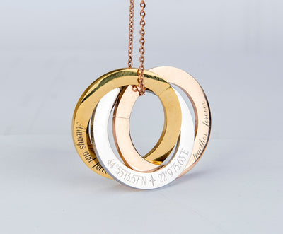 Personalized Russian Rings Eternity Necklace, Personalized Interlocked - RAGIMA Emporium