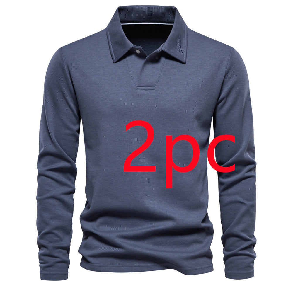 Fashion Lapel Long-sleeved Polo Shirt Men's Casual Solid Color Tops Clothing - RAGIMA Emporium