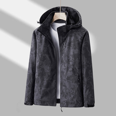 Printed Hooded Windbreaker Unisex Fashion Solid Color Zip-up Jacket Waterproof Windproof Outwear For Women Men Clothing - RAGIMA Emporium