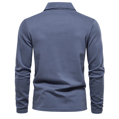 Fashion Lapel Long-sleeved Polo Shirt Men's Casual Solid Color Tops Clothing - RAGIMA Emporium