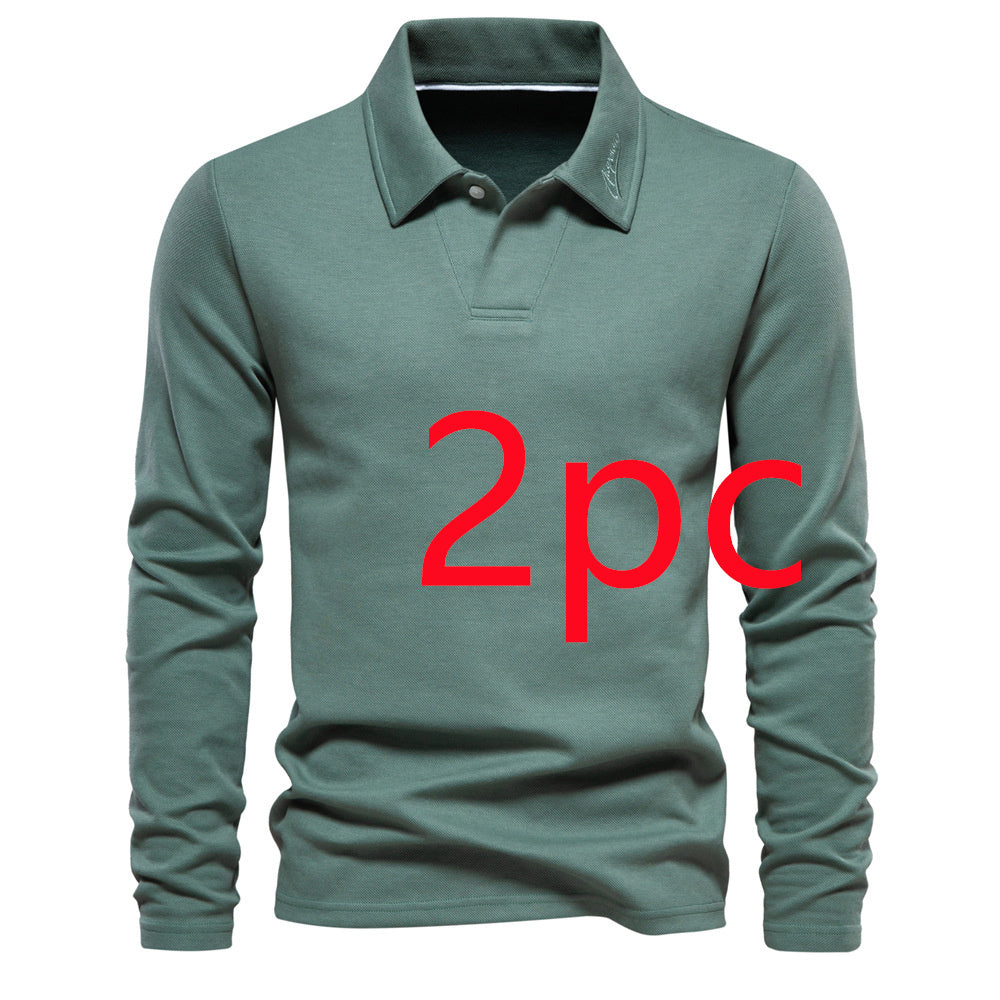 Fashion Lapel Long-sleeved Polo Shirt Men's Casual Solid Color Tops Clothing - RAGIMA Emporium