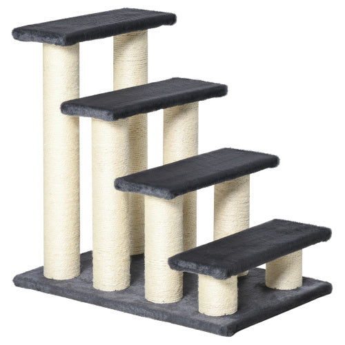 PawHut Cat Tree With 4 Steps For High Beds Couch, Cute Stair Shaped Cat Tree For Indoor Cats Or Dogs W Sisal Scratching Post, Climbing, Playing, Gray - RAGIMA Emporium