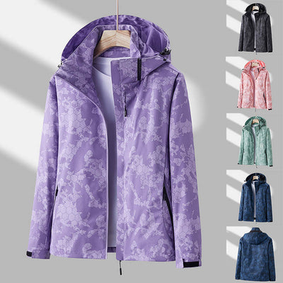 Printed Hooded Windbreaker Unisex Fashion Solid Color Zip-up Jacket Waterproof Windproof Outwear For Women Men Clothing - RAGIMA Emporium