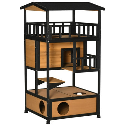 Wooden Outdoor Cat House, Wild Cat Shelter Kitten Tree - RAGIMA Emporium