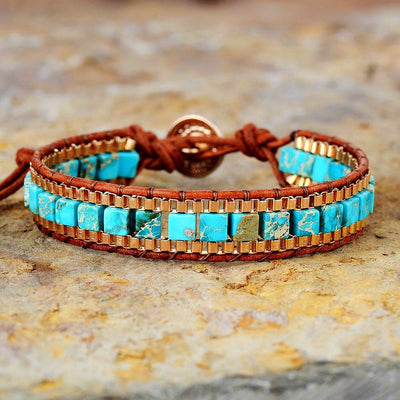 Fashion Imperial Stone Hand-woven Leather Bracelet - RAGIMA Emporium