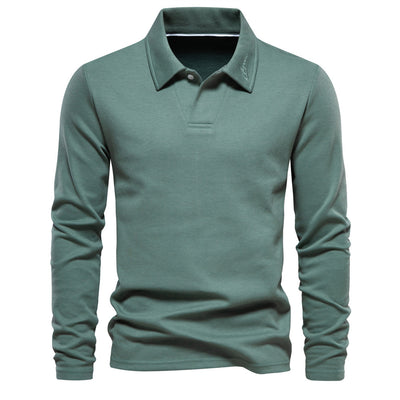 Fashion Lapel Long-sleeved Polo Shirt Men's Casual Solid Color Tops Clothing - RAGIMA Emporium