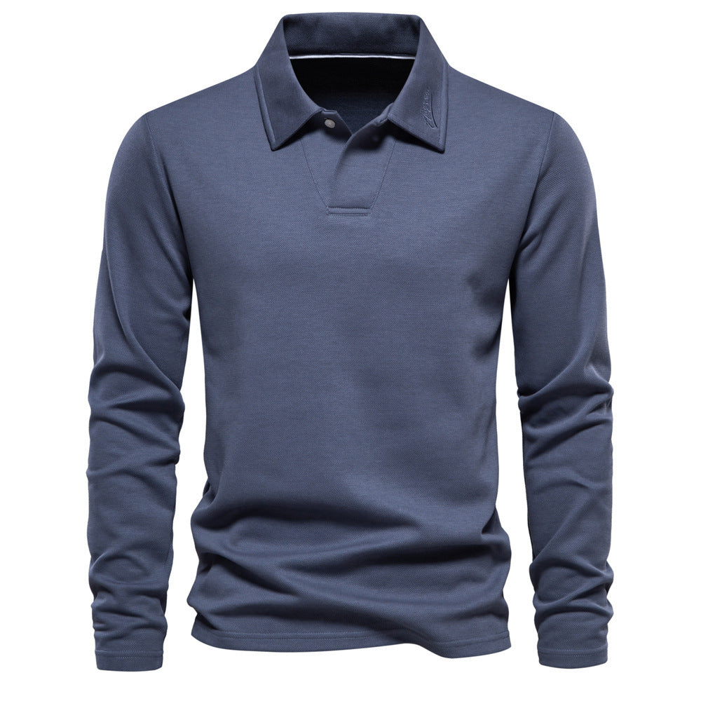 Fashion Lapel Long-sleeved Polo Shirt Men's Casual Solid Color Tops Clothing - RAGIMA Emporium