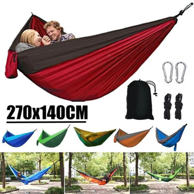 Single Person Portable Outdoor Camping Hammock With Nylon Color Matching Hammock High Strength Parachute Fabric Hanging Bed - RAGIMA Emporium