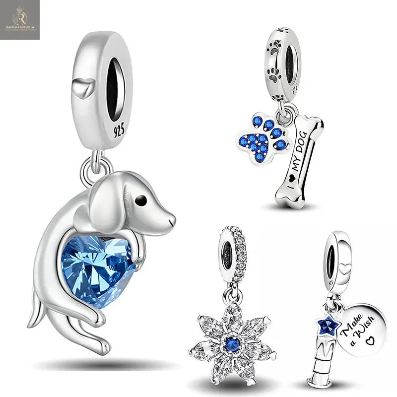 925 Sterling Silver Candle Snowflake Dog Paw Blue Series Bead Diy - RAGIMA Emporium