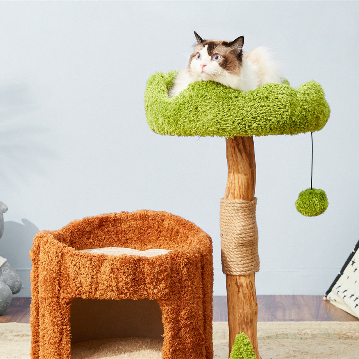 Solid Wood Cat Climbing Frame Integrated Sisal Toy - RAGIMA Emporium