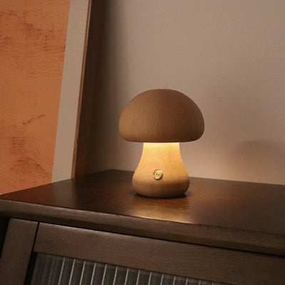 INS Wooden Cute Mushroom LED Night Light With Touch Switch  Bedside Table Lamp For Bedroom Childrens Room Sleeping Night Lamps Home Decor - RAGIMA Emporium