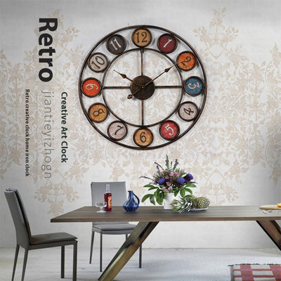 Creative Clocks Background Wall Simple Iron Retro Wall Clock - RAGIMA Emporium