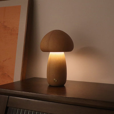 INS Wooden Cute Mushroom LED Night Light With Touch Switch  Bedside Table Lamp For Bedroom Childrens Room Sleeping Night Lamps Home Decor - RAGIMA Emporium