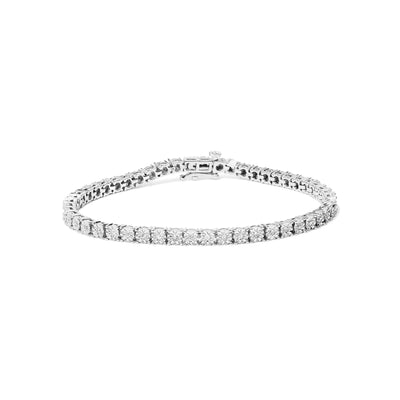 .925 Sterling Silver Lab Grown Diamond Illusion-Set Miracle Plate Tennis Bracelet - 7.25" Inches - RAGIMA Emporium