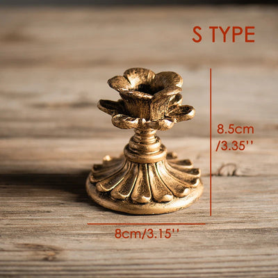 French Antique Resin Rustic Gold Candle Holder - RAGIMA Emporium