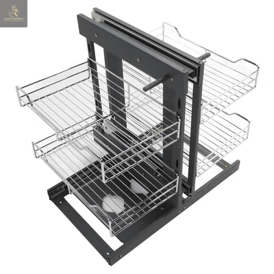 Blind Corner Pull Out Organizer 800mm Slide Out Kitchen Cabinet Organizer for Seasoning Dish - RAGIMA Emporium