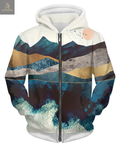 Blue Mountain Reflection 1 UNISEX ZIP HOODIE - RAGIMA Emporium