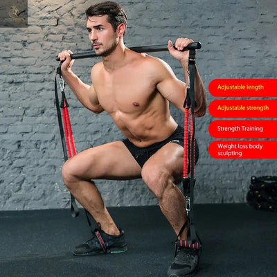 Body Workout Trainer Bar with Resistance Bands Rubber Buckles - RAGIMA Emporium