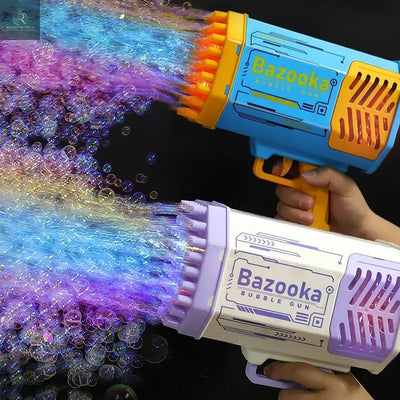 Bubble Gun Rocket 69 Holes Soap Bubbles Machine Gun Shape Automatic Blower With Light Toys For Kids Pomperos - RAGIMA Emporium